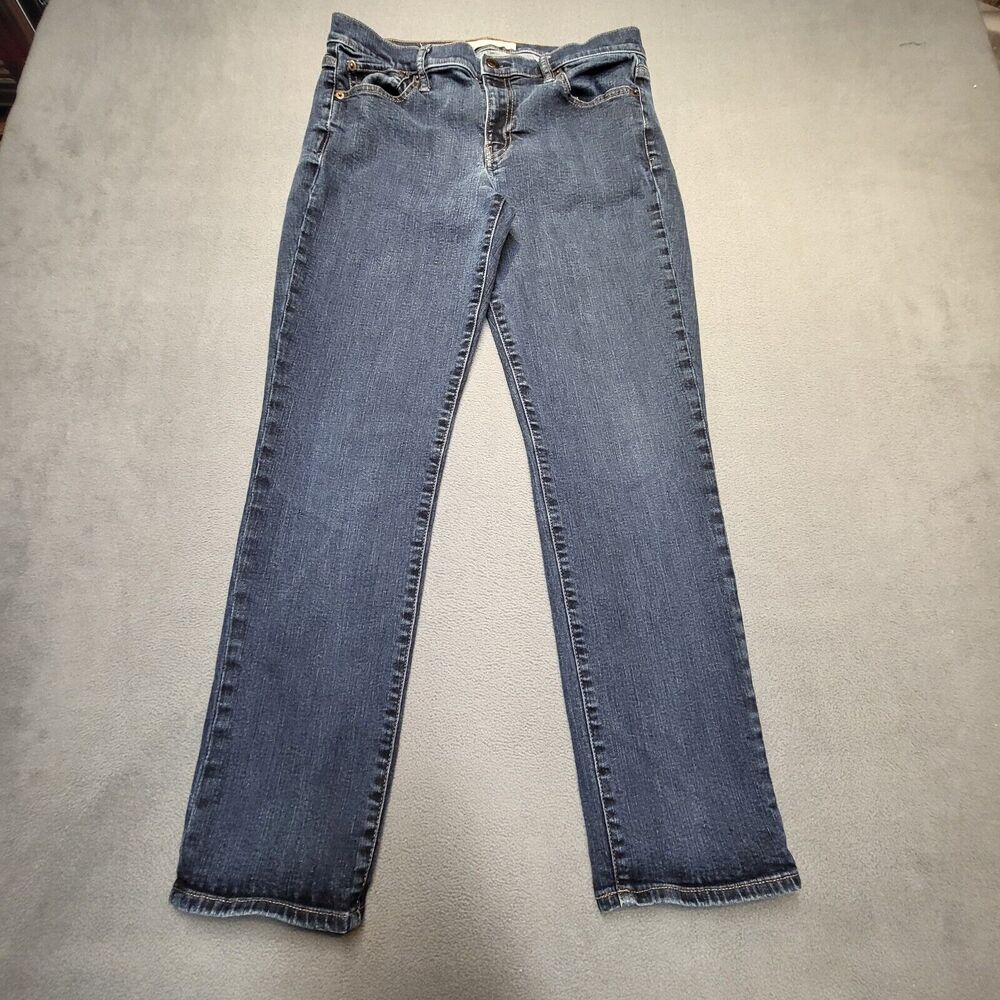 Gap 1969 Jeans Womens Size 30 Blue Real Straight Leg Distressed Stretch Denim